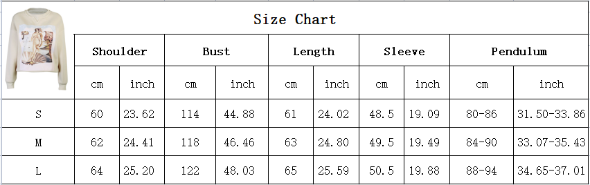 Women's Printed Pullover Sweater Oil Painting Girl Loose Casual Black Apricot