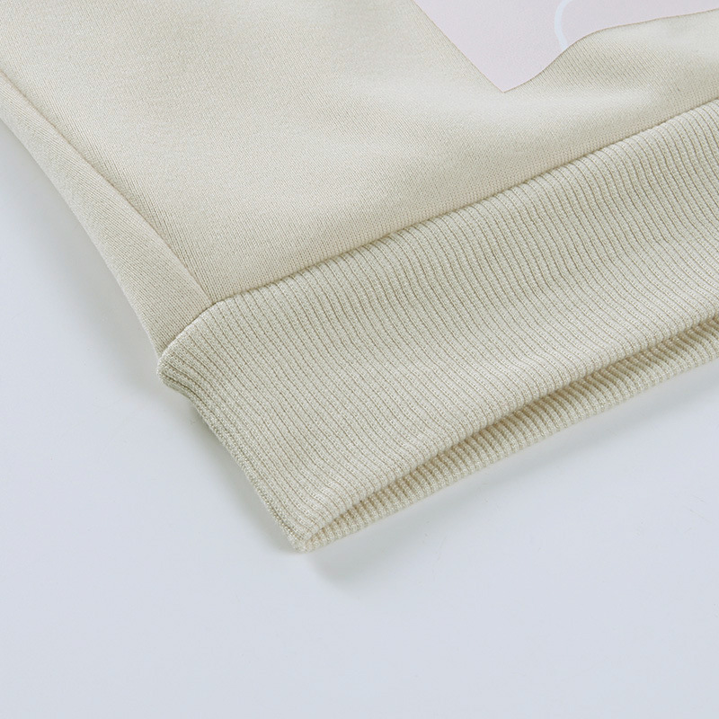 Women's Printed Pullover Sweater Oil Painting Girl Loose Casual Black Apricot