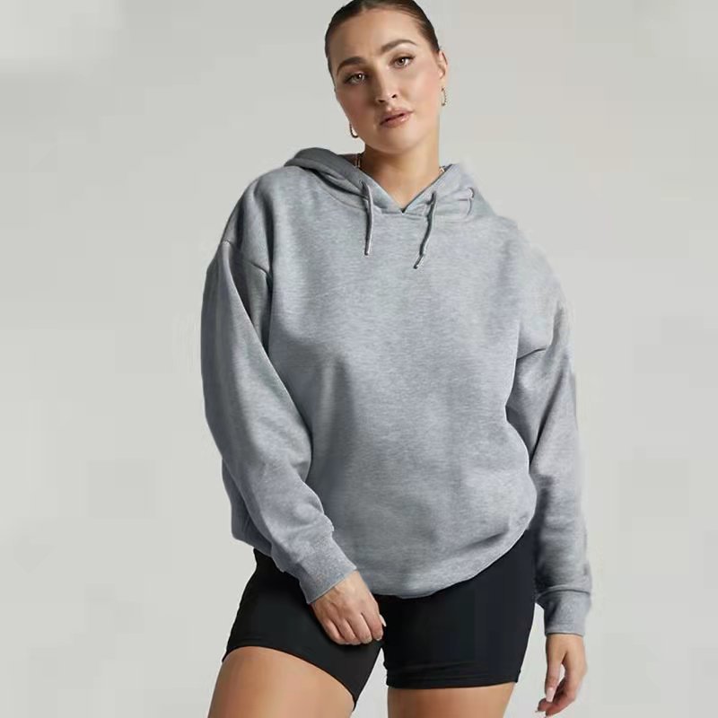 Women's Drawstring Hoodie Letter Printed Sweatshirt Drop Shoulder Sleeve Thick