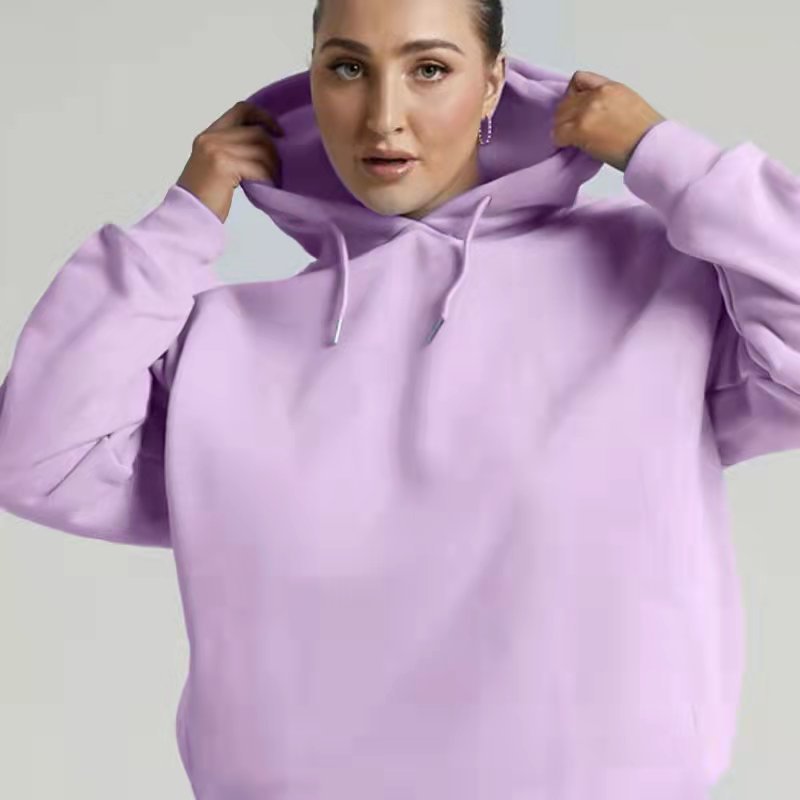 Women's Drawstring Hoodie Letter Printed Sweatshirt Drop Shoulder Sleeve Thick