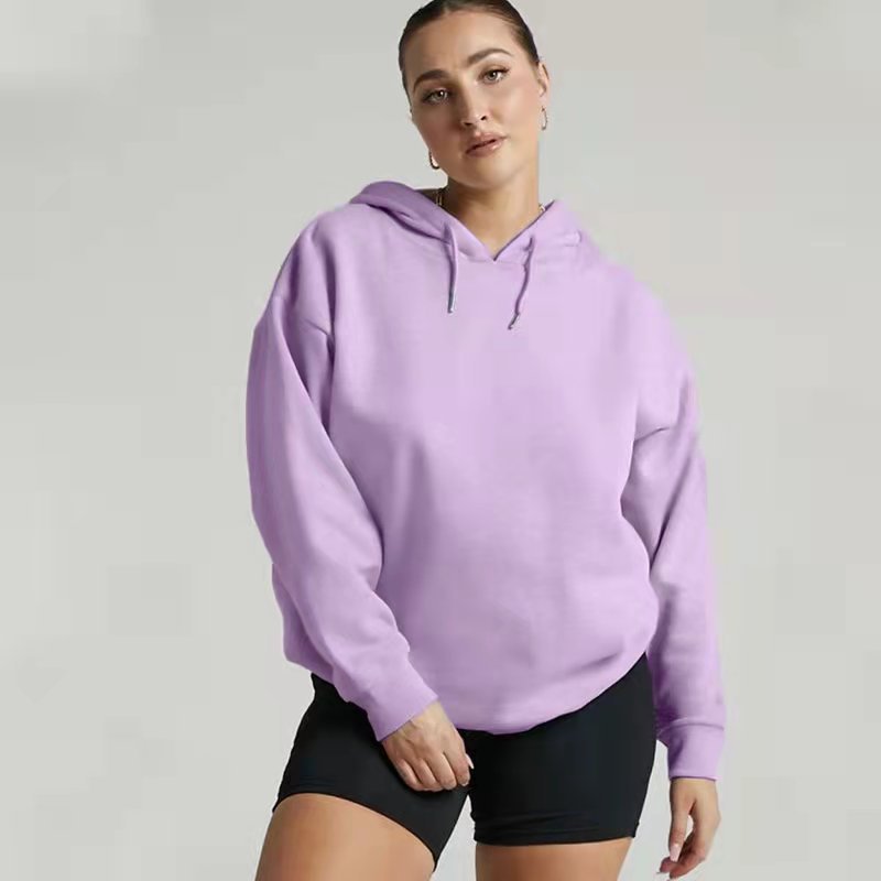 Women's Drawstring Hoodie Letter Printed Sweatshirt Drop Shoulder Sleeve Thick