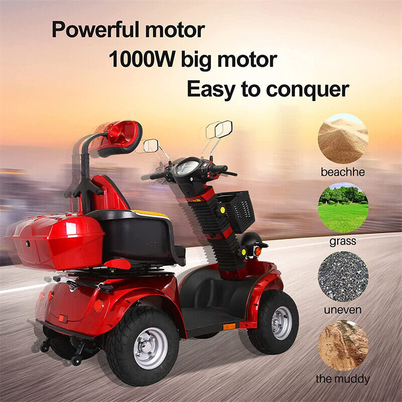 4 Wheels Travel Mobility Scooter 1000W 60V 20AH Battery Motor for Adult Senior