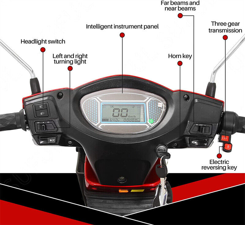 4 Wheels Travel Mobility Scooter 1000W 60V 20AH Battery Motor for Adult Senior