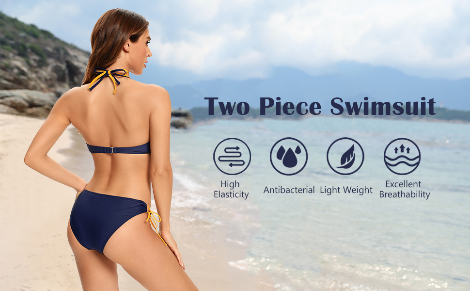 tie side low waist two piece swimsuit for women triangle bathing suit