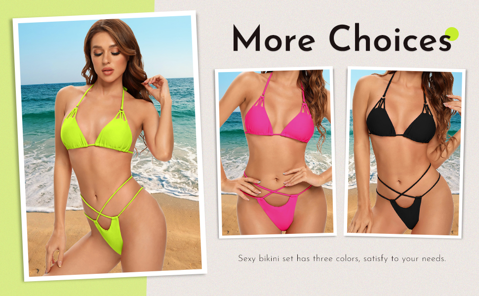 ring cutout two piece swimsuit crossover V neck two piece swimsuit for women 