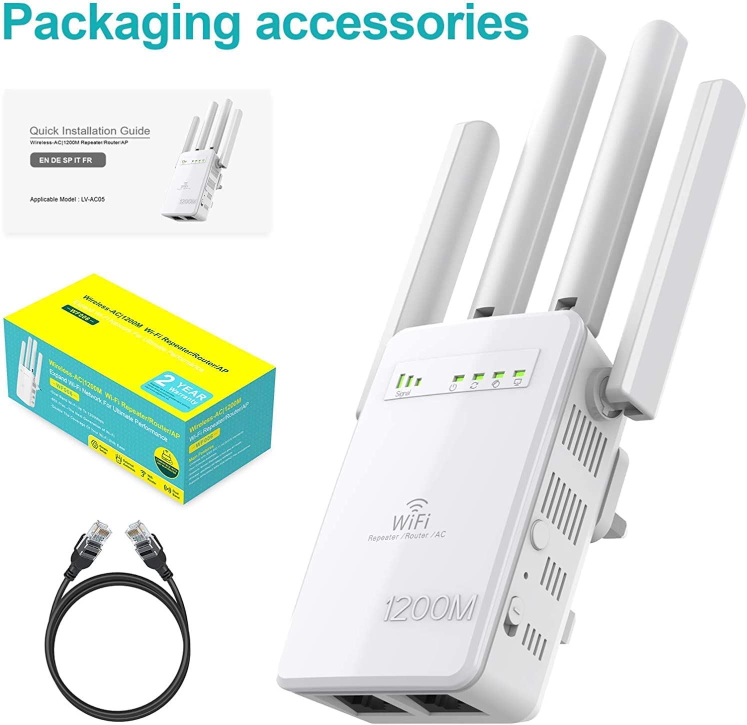 Ethernet Port 360 Full Coverage Dual Band WiFi Range Extender Signal Booster Access Point Mode WiFi Repeater 