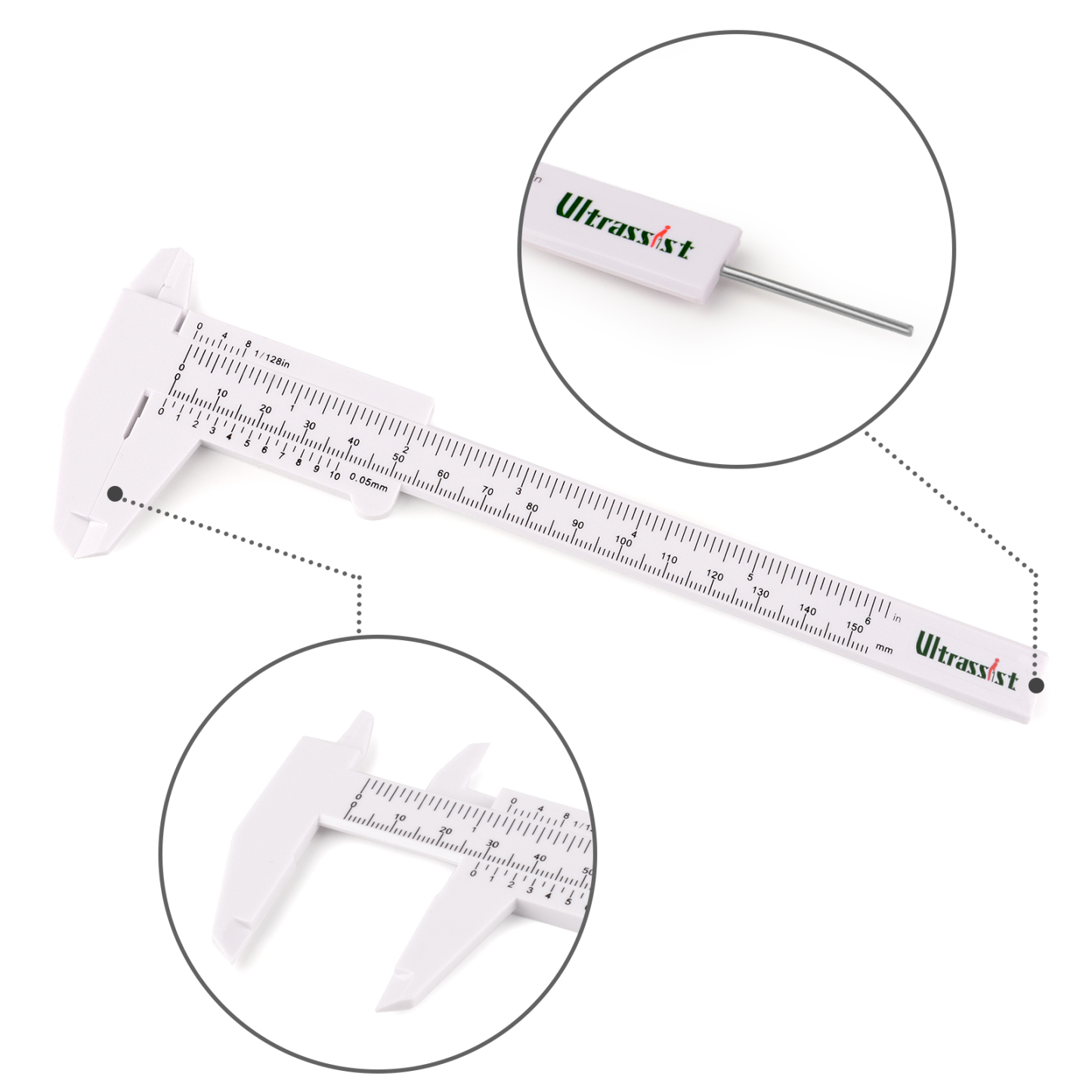 Ultrassist Plastic Vernier Caliper White
