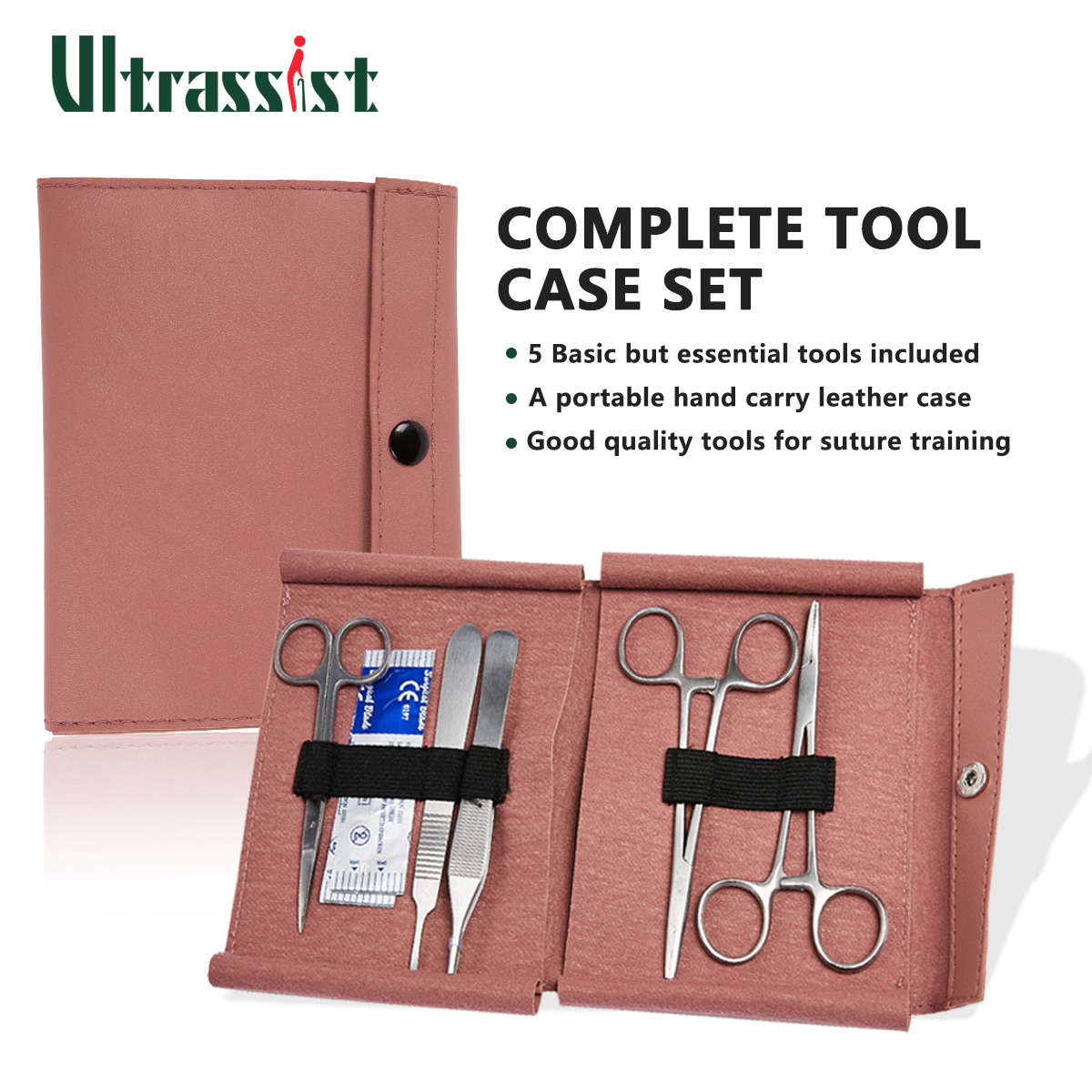 Ultrassist Suture Kit for Suture Training, Silicone Stitching Pad with Durable Embedded Mesh, Includes Suture Tools Kit & Various Suture Threads and
