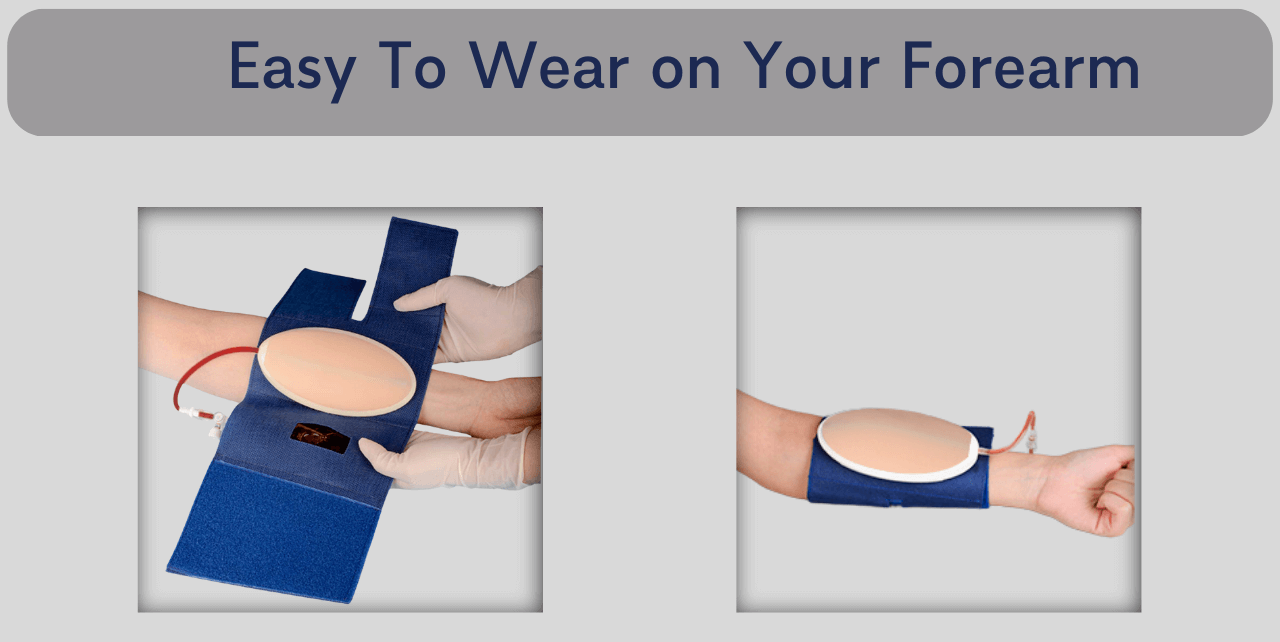 How to wear the one-way phlebotomy practice pad model for practice?