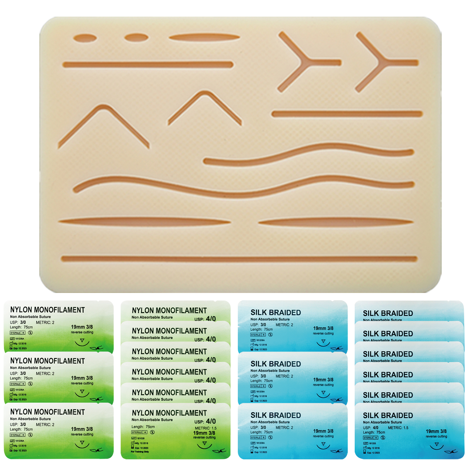 Ultrassist Suture Kit for Medical Students, Suture Stitching Kit with 19  Pre-Cut Wounds, Suture Instruments, Various Suture Threads and Needles,  Ideal Practice Suture Training Kit (Education Use Only): :  Industrial & Scientific