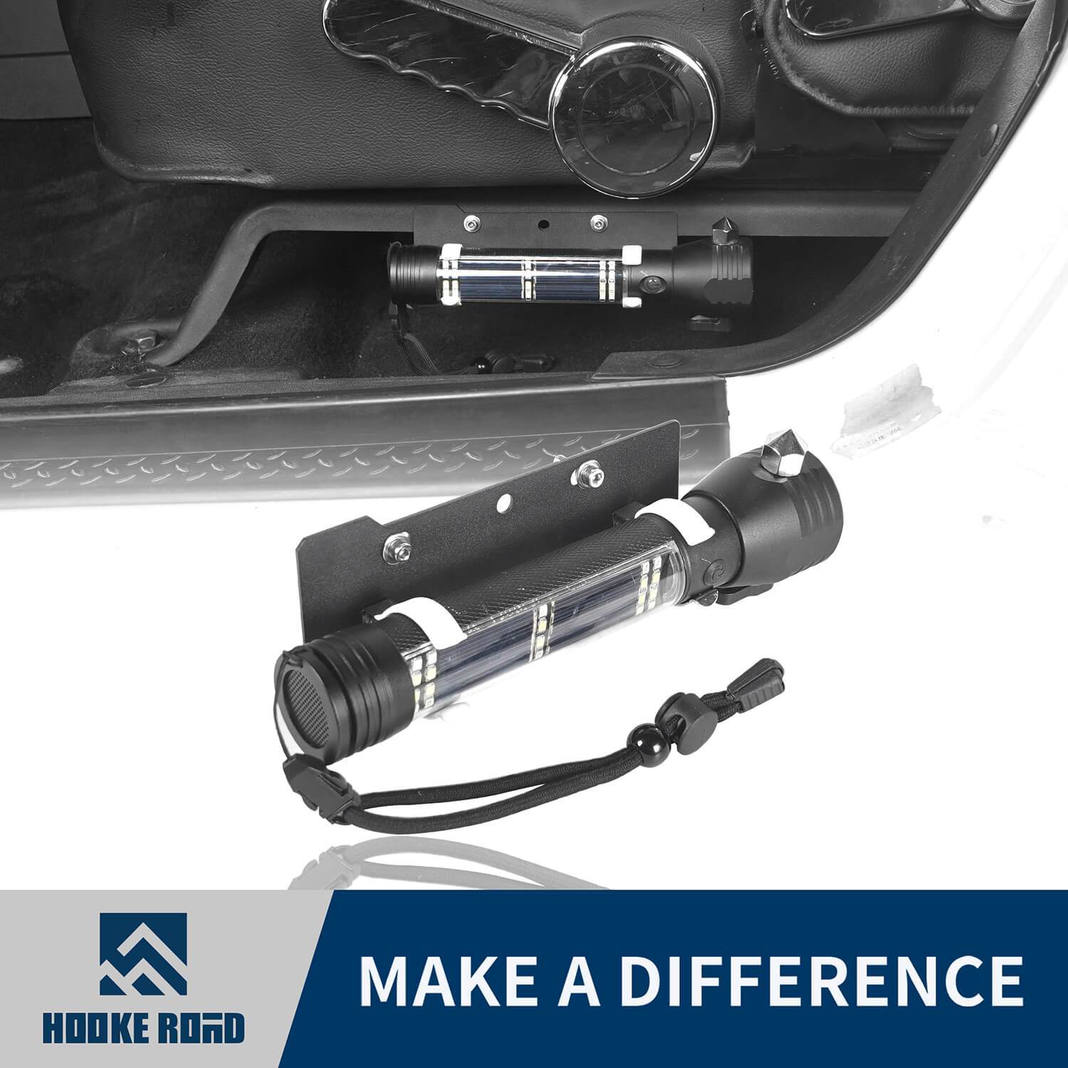 Hooke Road Front Seat Flashlight Mount w/Flashlight(11-18 Jeep Wrangler JK)