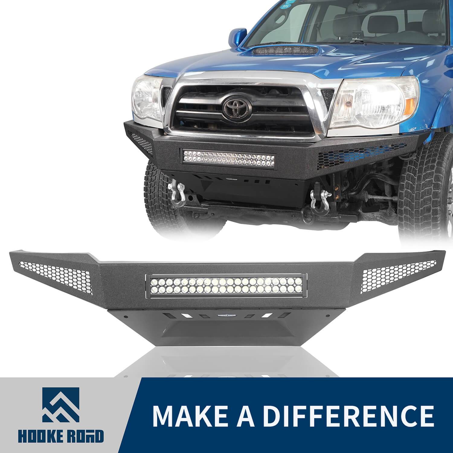 Hooke Road Discovery Full Width Front Bumper w/ Skid Plate & LED Light Bar(05-15 Toyota Tacoma)
