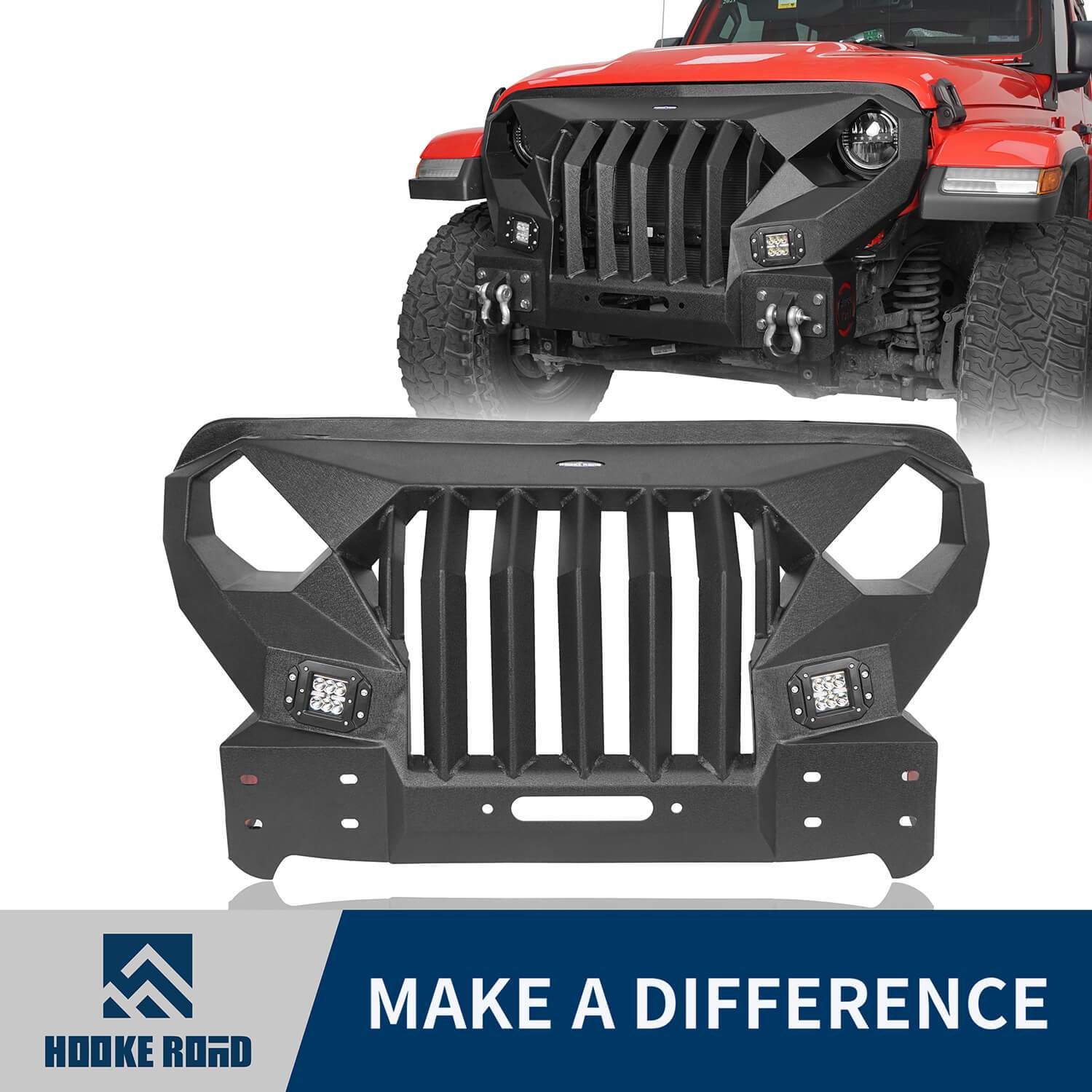 Hooke Road Stubby Mad Max Front Bumper w/Winch plate(20-22 Jeep Gladiator JT)