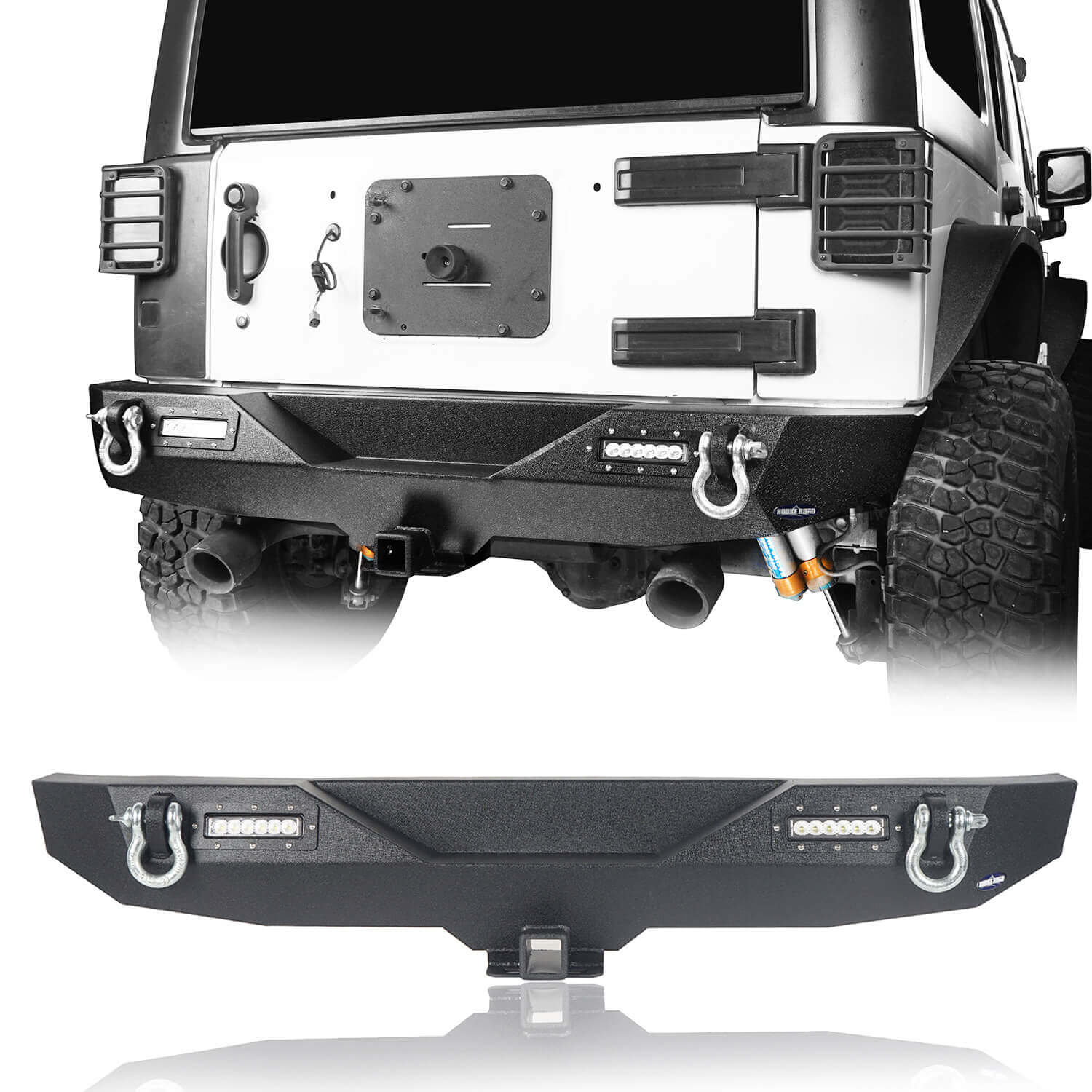 Hooke Road® Different Trail Rear Bumper w/Hitch Receiver(07-18 Jeep Wrangler JK)