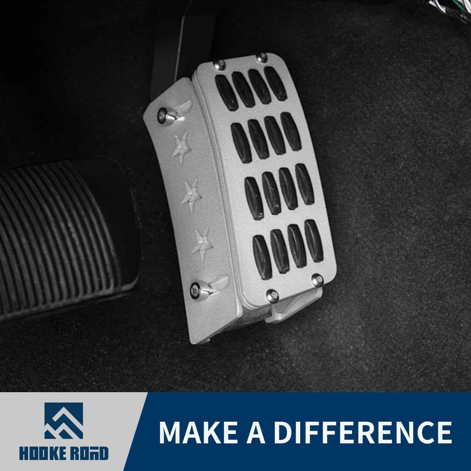 Hooke Road Silver Gas Pedal Cover Heightening Pedal(07-18 Jeep Wrangler JK JKU)