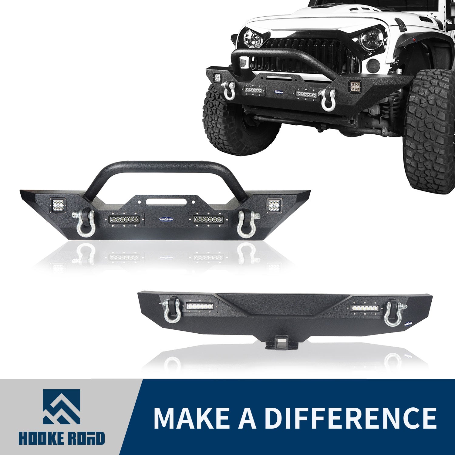 Hooke Road® Different Trail Front & Rear Bumper Combo(07-18 Jeep Wrangler JK)