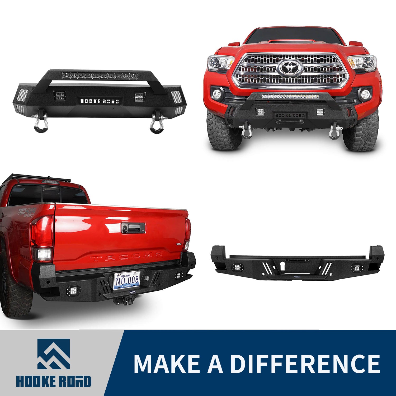 Hooke Road HR Front & Rear Bumpers Combo(16-22 Toyota Tacoma 3rd Gen)