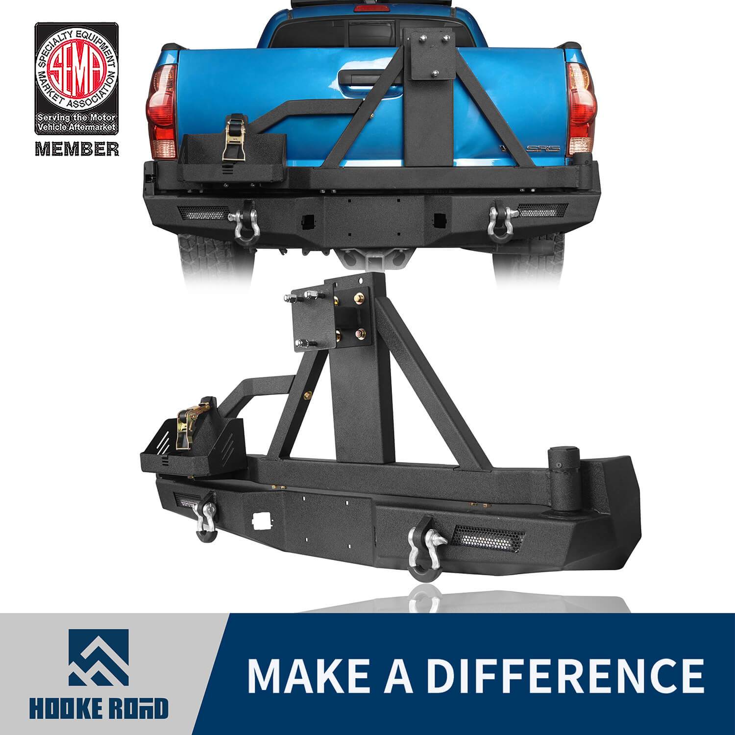 Hooke Road Rear Bumper w/Swing Out Tire Carrier(05-15 Toyota Tacoma)