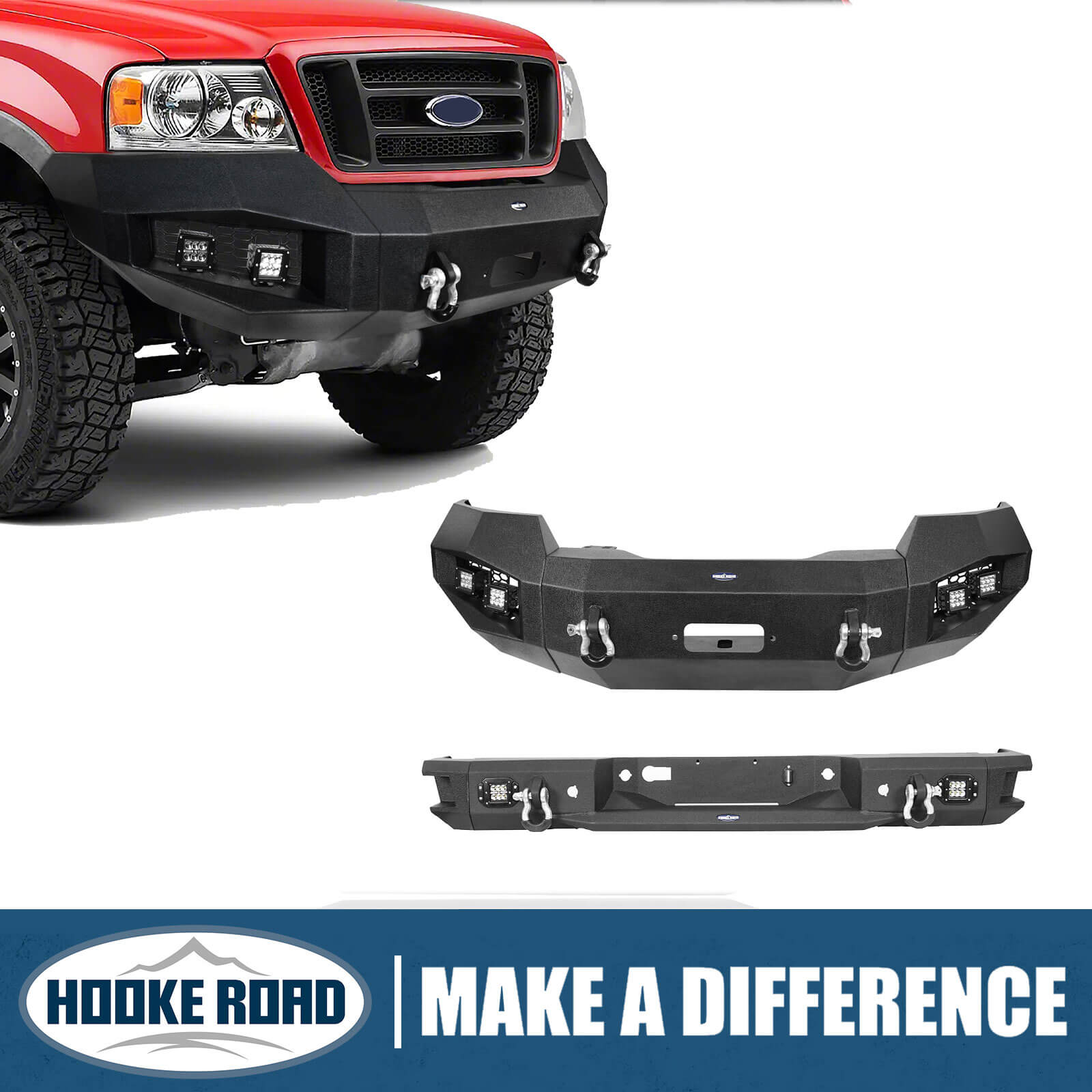 Hooke Road Full-Width Front Bumper (04-08 Ford F-150) HR Ⅱ & Rear Bumper (06-14 Ford F-150)
