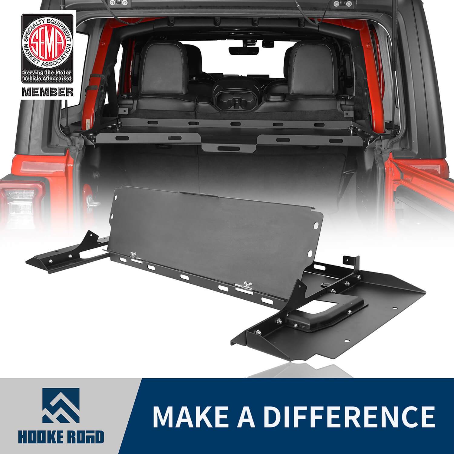 Hooke Road Interior Fold-Up Storage Rack Cargo Rack(18-22 Jeep Wrangler JL 4-Door Hardtop)