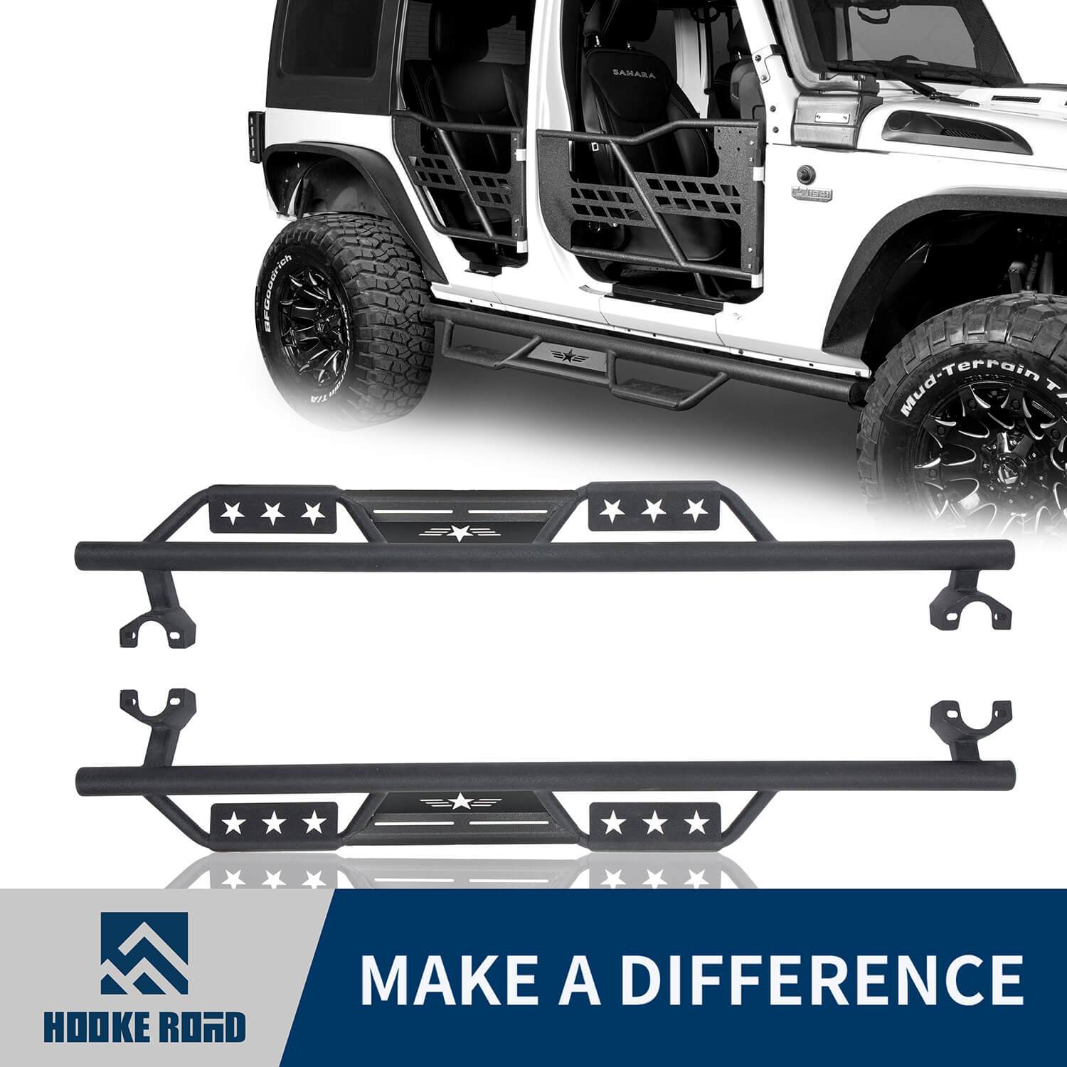 Hooke Road 4 Door Side Steps Running Boards(07-18 Jeep Wrangler JK)