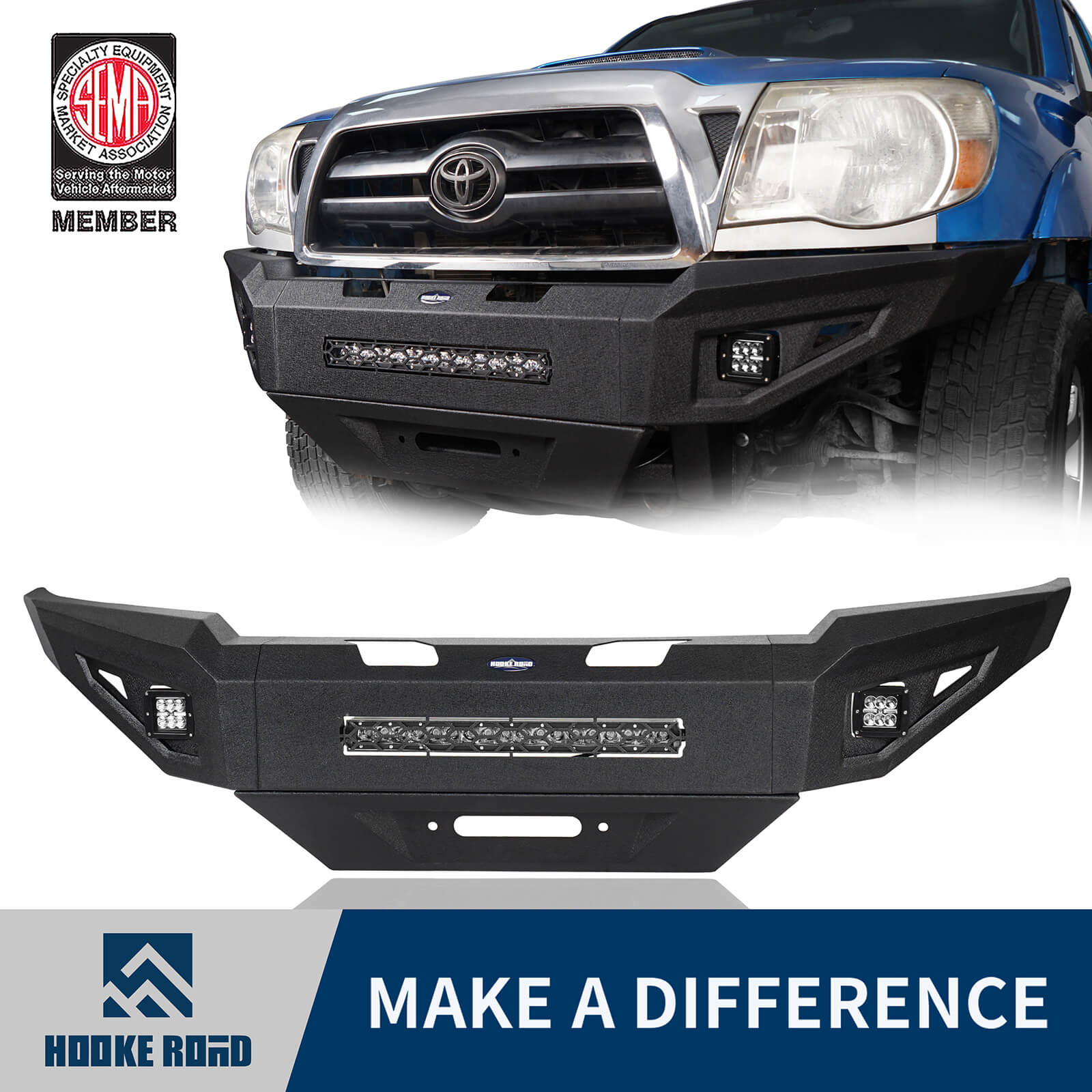 Hooke Road Front Bumper w/Winch Plate Discovery(05-15 Toyota Tacoma 2nd Gen)
