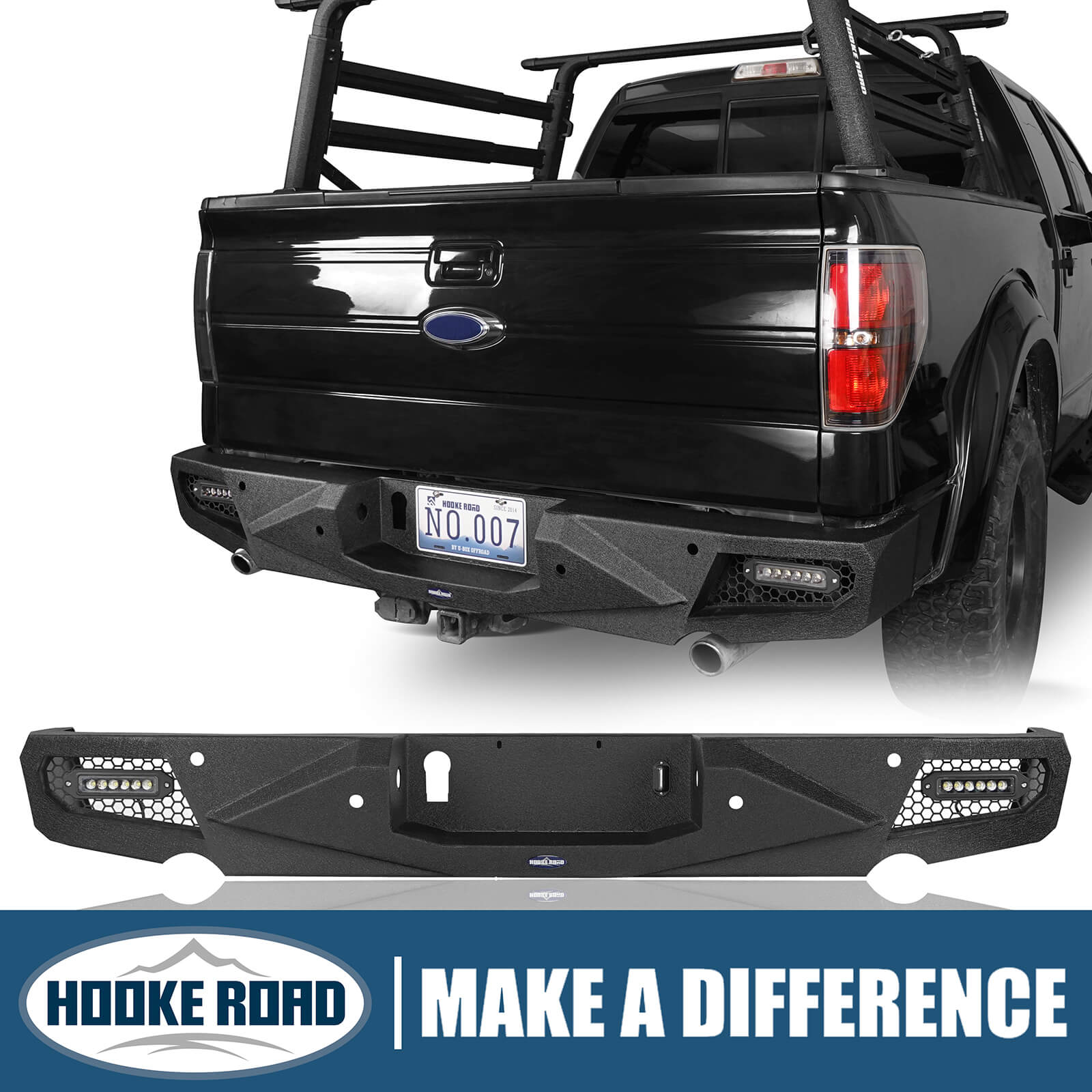 Hooke Road Rear Bumper w/License Plate Light(06-14 Ford F-150) - Reaper