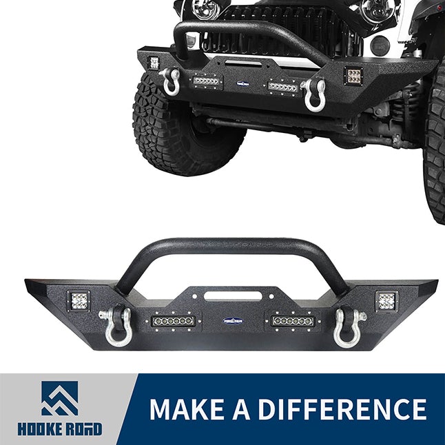 Hooke Road® Different Trail Mid Width Front Bumper w/Winch Plate(07-18 Jeep Wrangler JK)