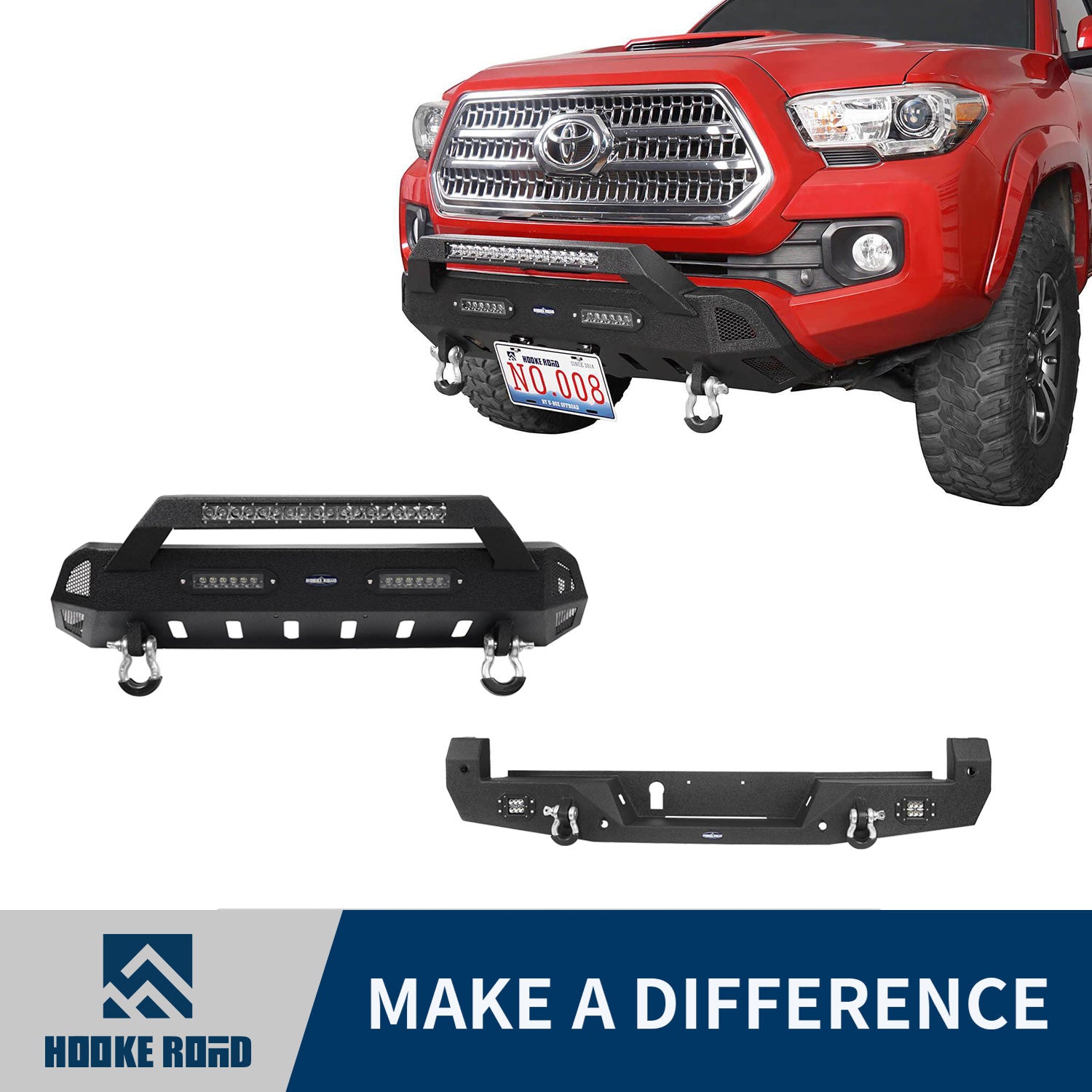 Hooke Road Front & Rear Bumpers Combo(16-22 Toyota Tacoma 3rd Gen)