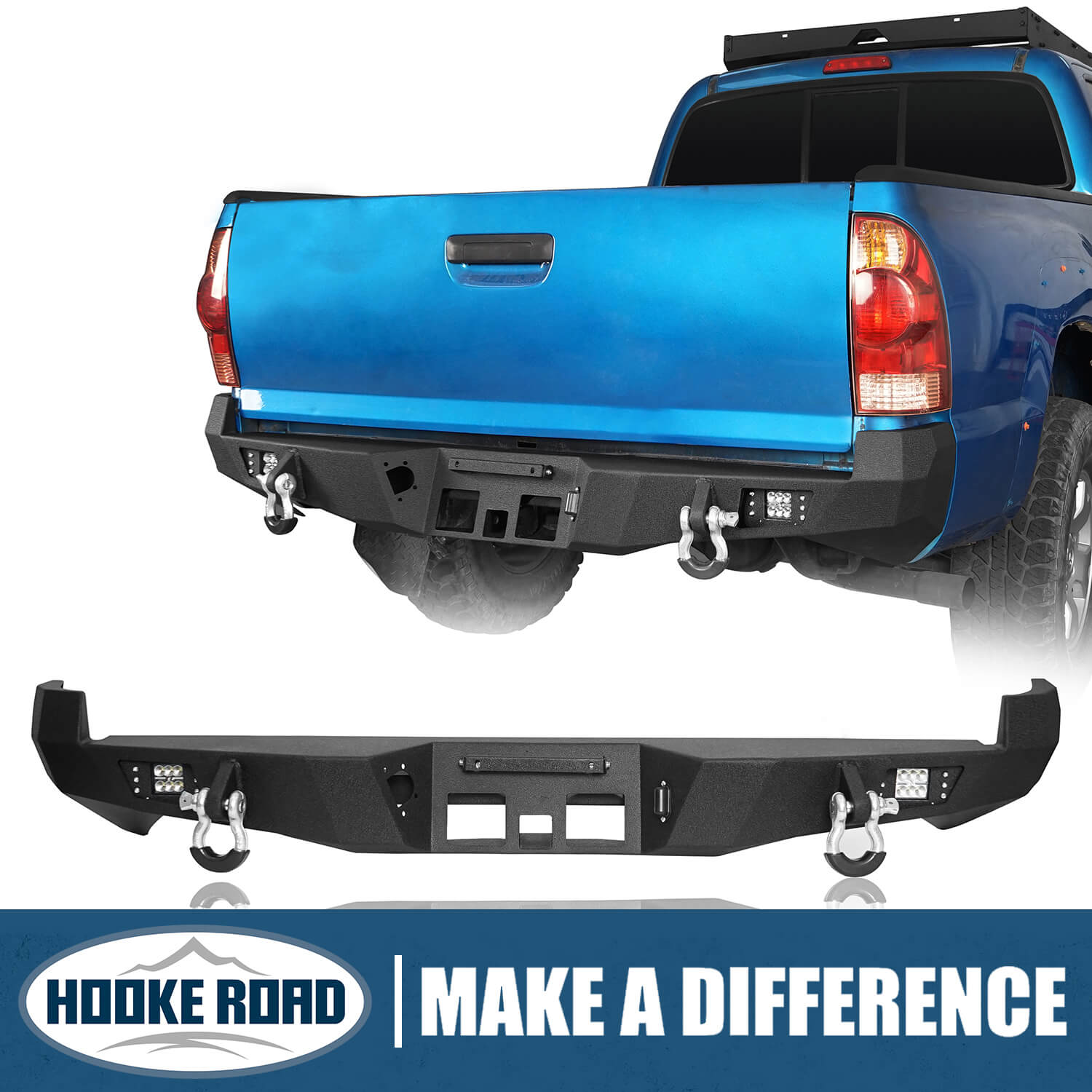 Hooke Road Rear Bumper w/License Plate Mounting Bracket(05-15 Toyota Tacoma)