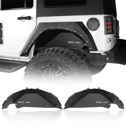 Hooke Road® Rear MOAB Inner Fender Liners Black Steel(07-18 Jeep Wrangler) b2068 1