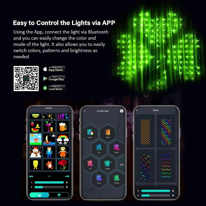 Ktvlasers smart curtain string lights Bluetooth APP control DIY text animation-dressweeks