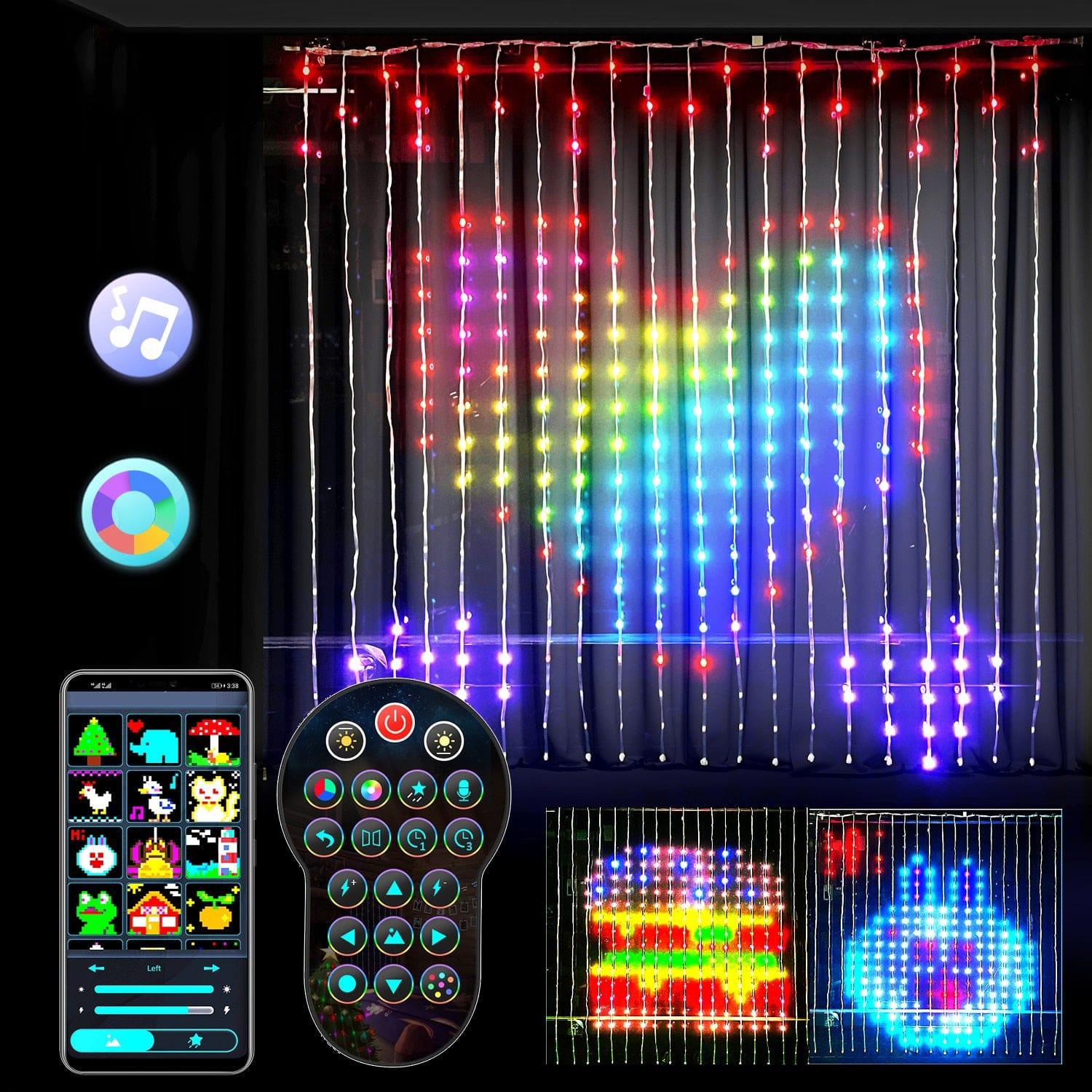 Ktvlasers smart curtain string lights Bluetooth APP control DIY text animation-dressweeks