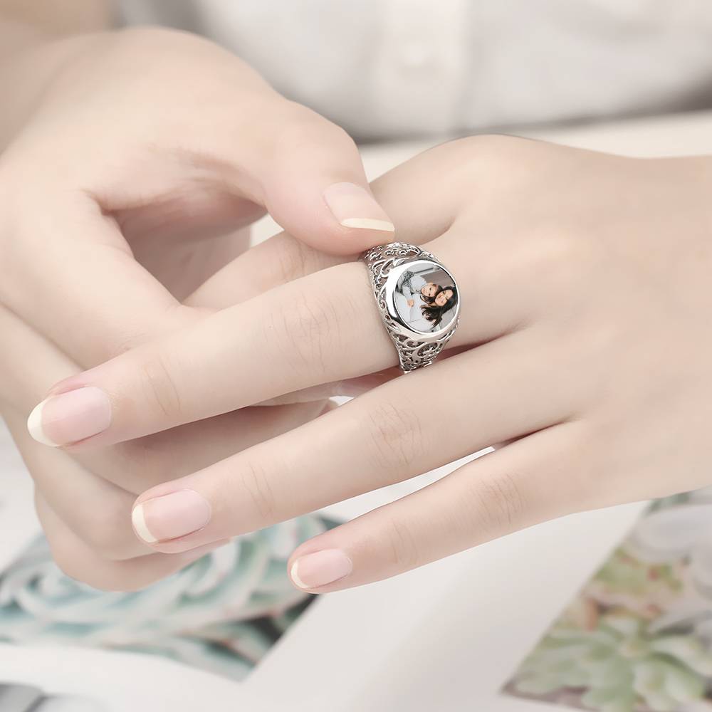 Round Women Rings Custom Photo Ring Mother's Day Gifts- mikcustom.com