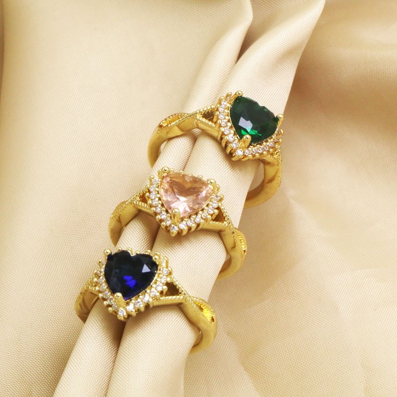 Heart Diamond Open Ring Copper- mikcustom.com