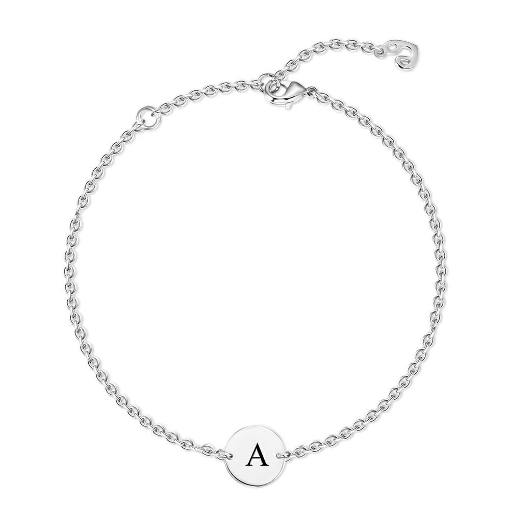 Custom Engraved Alphabet Stainless Steel Anklet- mikcustom.com