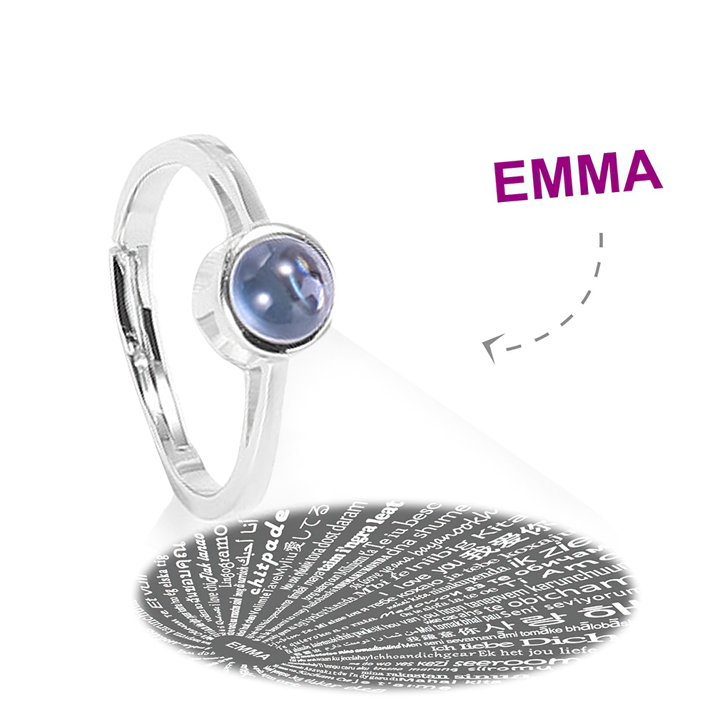 I Love You in 100 Languages Custom Projection Ring Women's Ring S925 Silver- mikcustom.com