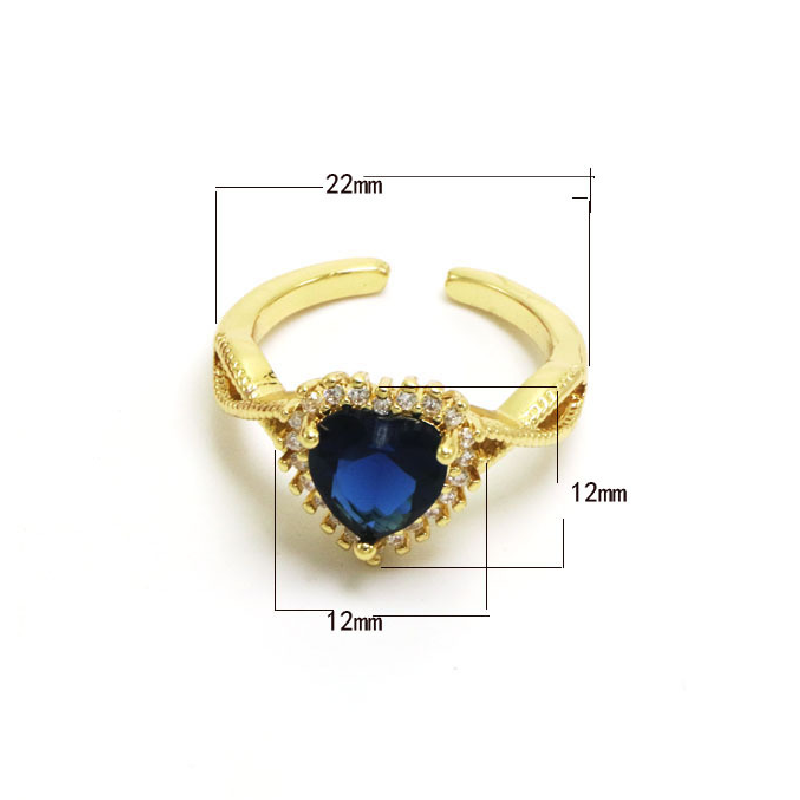 Heart Diamond Open Ring Copper- mikcustom.com
