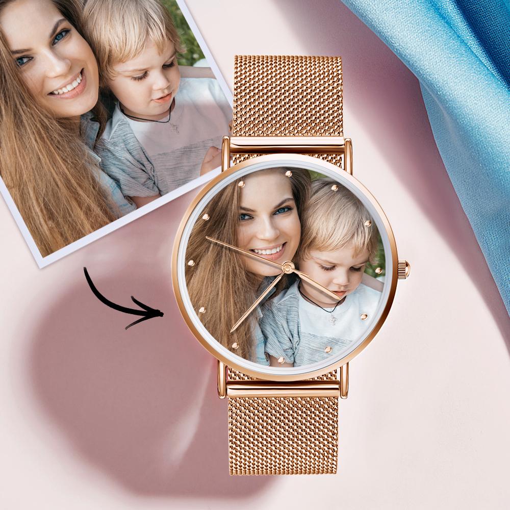 Custom Engraved Alloy Strap Unisex Photo Watch 36mm/40mm- mikcustom.com