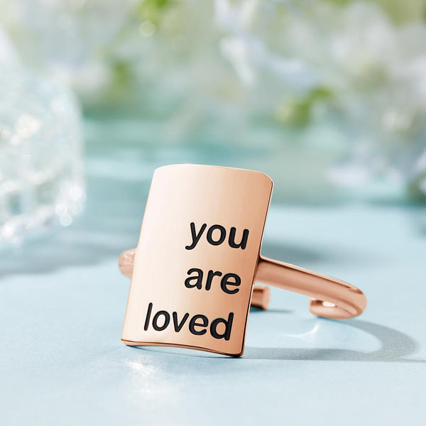 Custom Engraved Rings Square Adjustable Opening Ring for Women- mikcustom.com