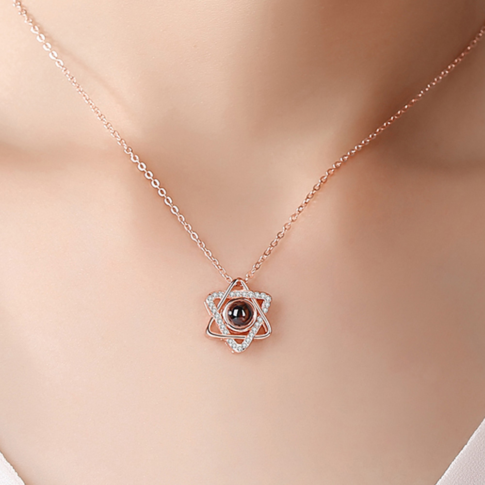 Custom Hexagram Pendant Projection Photo Necklace 925 Sterling Silver- mikcustom.com