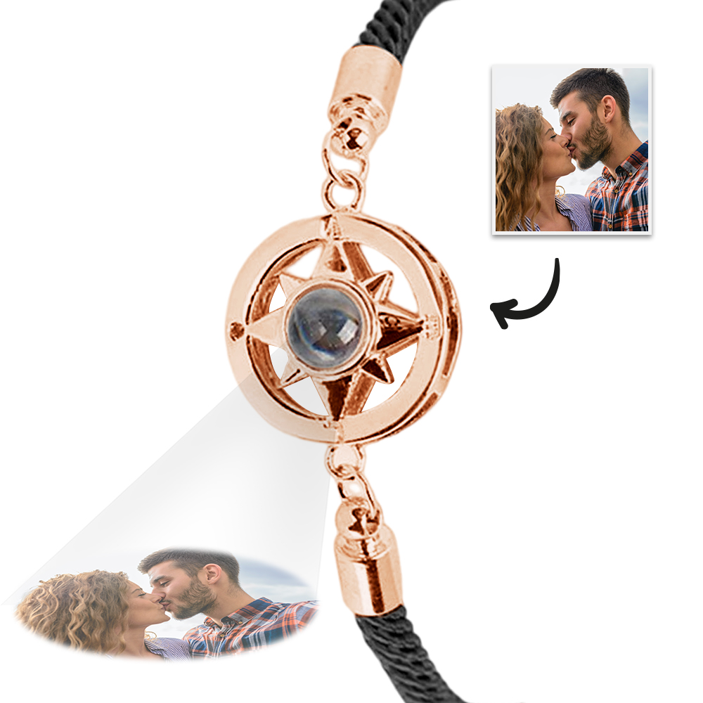 Personalized Round Eight-pointed Star Projection Necklace- mikcustom.com