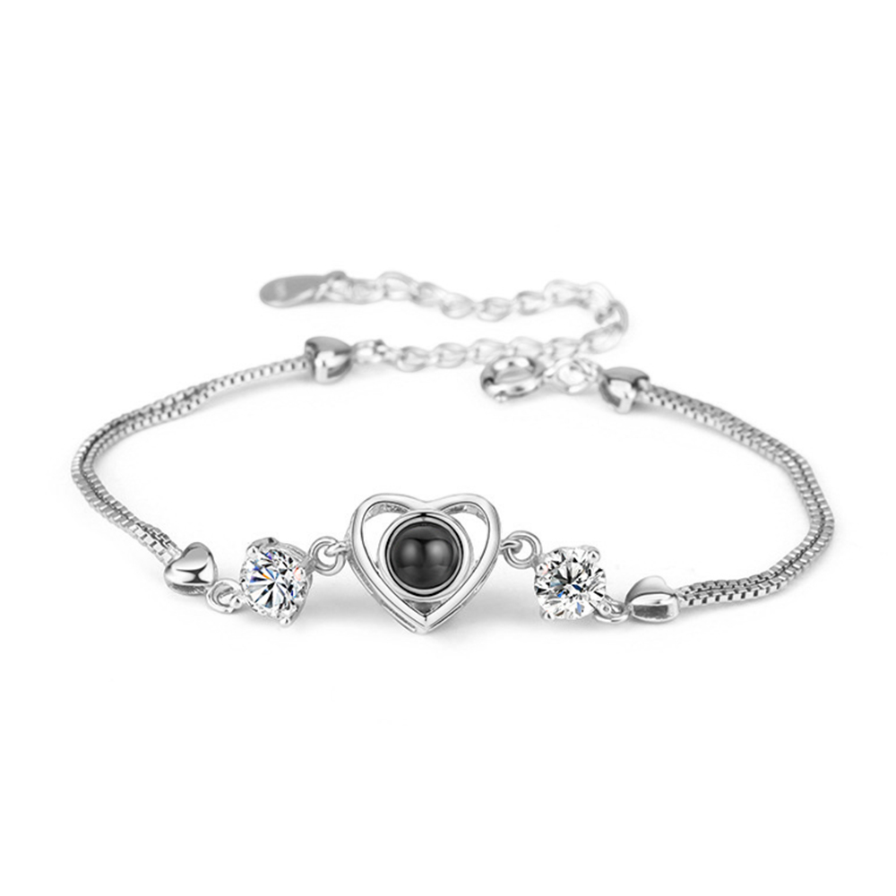 Personalized Heart Picture Projection Bracelet 925 Sterling Silver- mikcustom.com