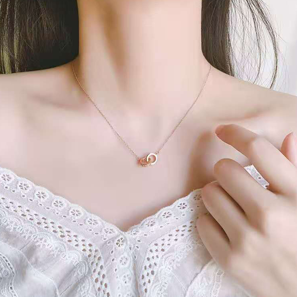 Double Ring Necklace with Message Card Personalized Birthday Gift for Lover- mikcustom.com