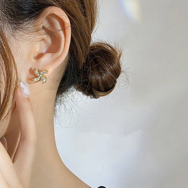 Rotating Small Windmill Stud Earrings- mikcustom.com