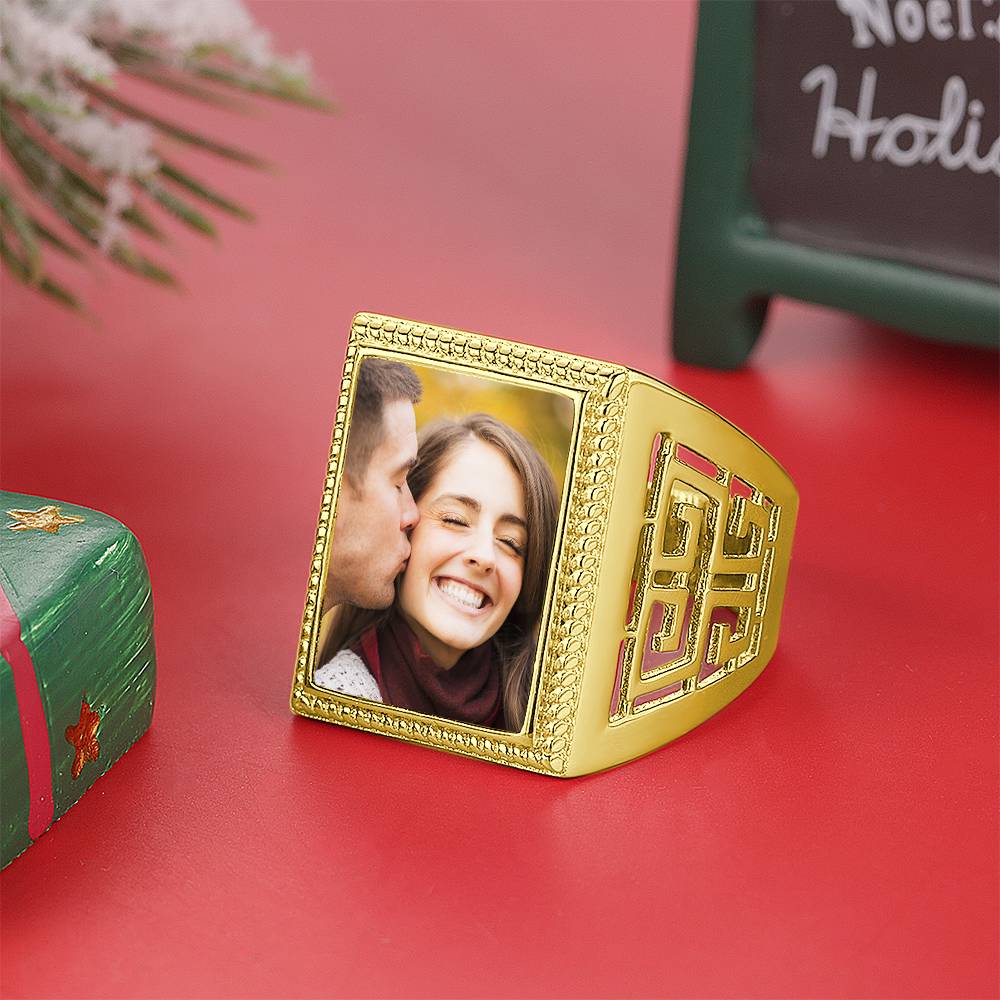 Mother's Gift Custom Vintage Square Photo Ring- mikcustom.com