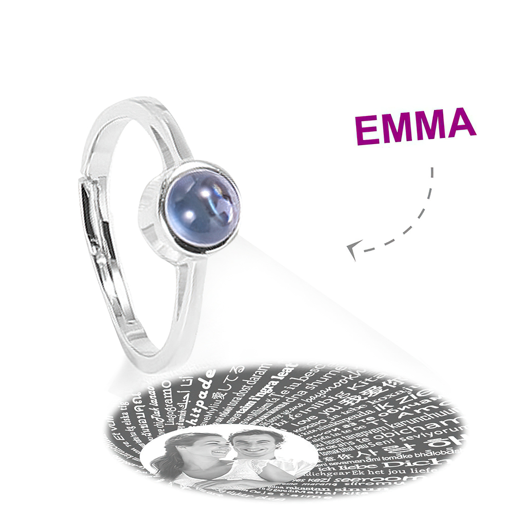 I Love You in 100 Languages Custom Projection Ring Women's Ring S925 Silver- mikcustom.com