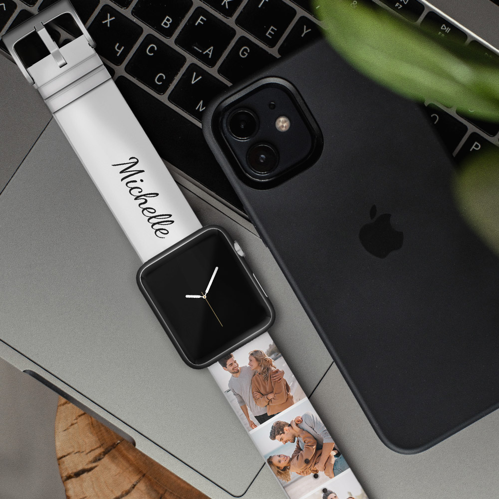 Custom Collage Photo and Name Apple Watch Band Silicone Watch Strap- mikcustom.com