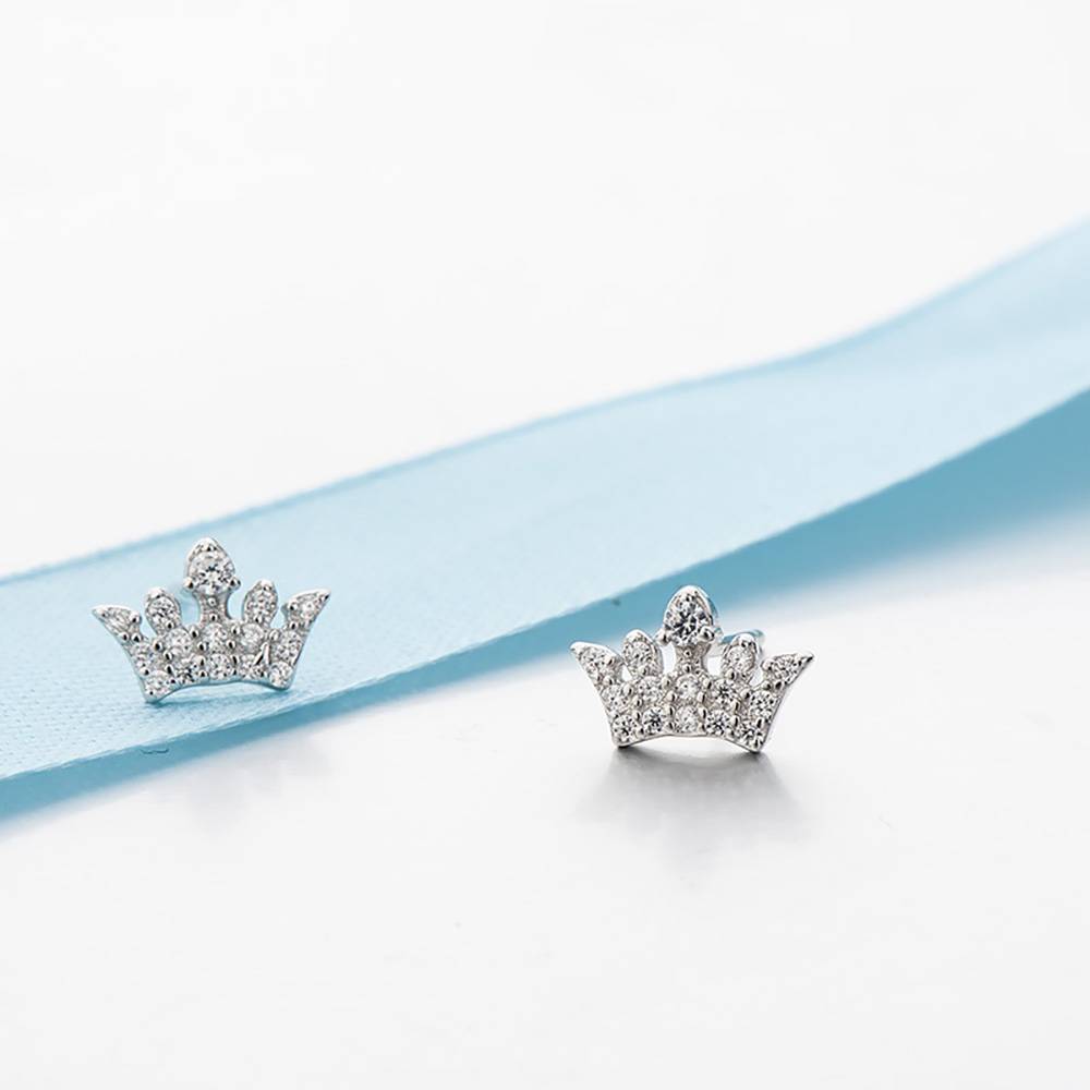 Crown Stud Earrings 925 Sterling Silver- mikcustom.com