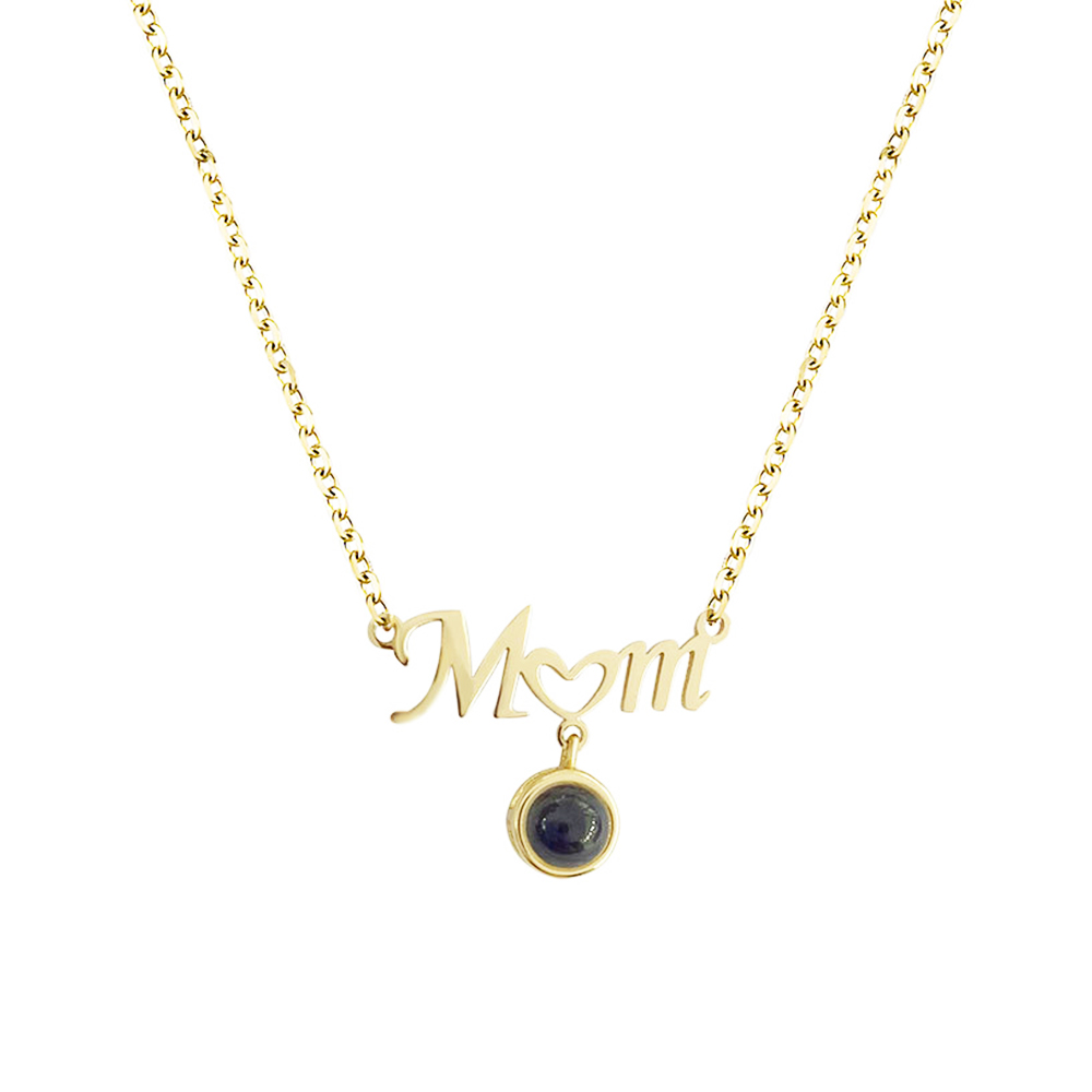 Custom Mom Photo Projection Necklace with Little Heart- mikcustom.com